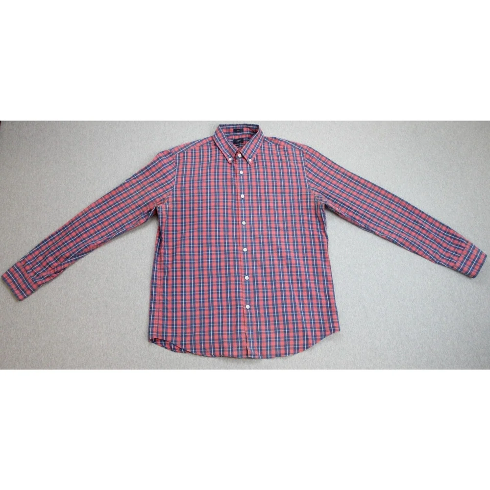 J‎ Crew Shirt Mens Large Plaid 100% Cotton Long Sleeve Slim Fit Button-Down